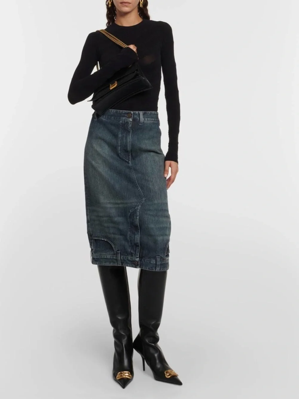 Balenciaga Knife BB leather knee-high boots
